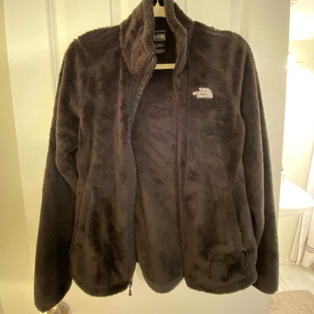 North Face fuzzy zip up jacket S